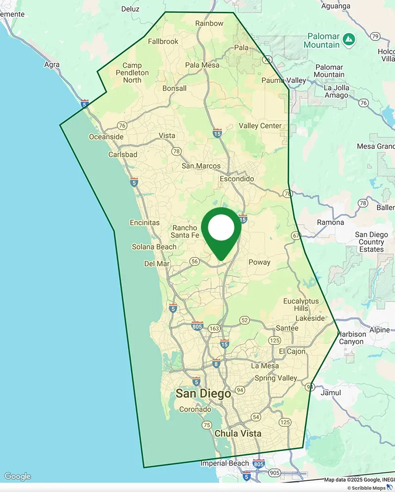 Wildlife Removal Services Service Area Map San Diego, CA