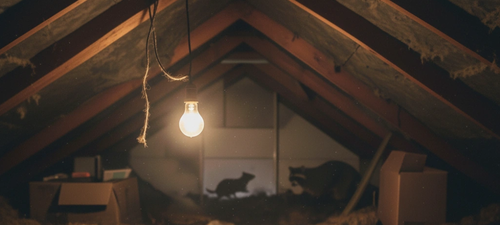 rodent and raccoon in attic